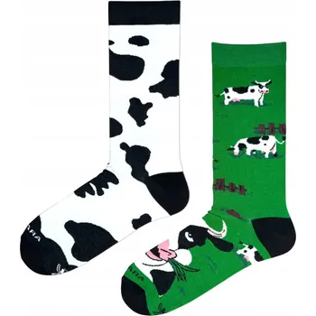 Dámské ponožky Černá Kráva s puntíky - ponožky do páru, každá jiná TakaPara 36-40