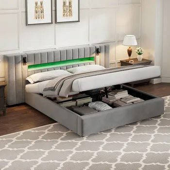 Postel Jednolůžková dřevěná postel Arhatreya 180x200 cm šedá