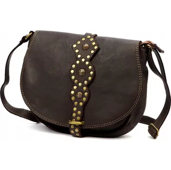 Vera Pelle kabelka kožená kabelka přes rameno z pravé kůže hnědá