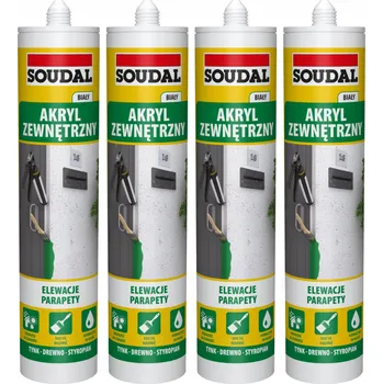 Tmel 4 ks Bílý akrylátový tmel venkovní Soudal stavební akryl 280 ml