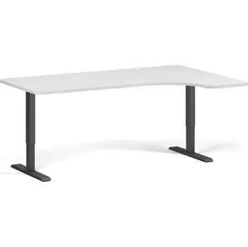 B2B Partner Rohový polohovací stůl se zaoblenými rohy, 180x120 cm, 1 motor, L/P, černá podnož, bílá