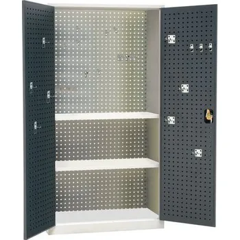 Kovová dílenská skříň Manutan Expert, 195 x 100 x 45 cm, šedá/antracit