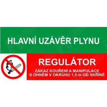 Kancelář Hlavní uzávěr plynu, samolepka 150 x 75 x 0,1 mm