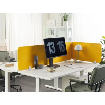 Psací stůl Stolová přepážka žlutá PET materiál látkový potah 72 x 40 cm akustický oddělovač na pracovní stůl domácí kancelář Beliani