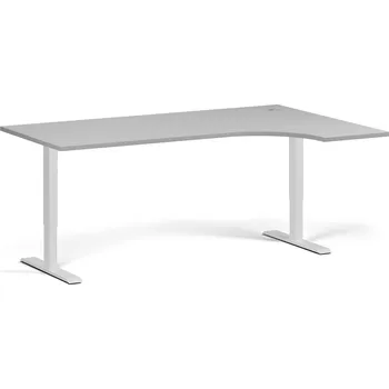 Psací stůl B2B Partner Rohový výškově nastavitelný stůl, 180x120 cm, 1 motor, L/P, bílá podnož, šedá