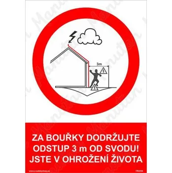 Kancelář Za bouřky dodržujte odstup 3m od svodu, plast 148 x 210 x 0,5 mm A5