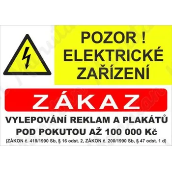 Kancelář Pozor elektrické zařízení, samolepka 210 x 148 x 0,1 mm A5