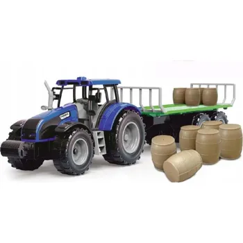 autíčko Alltoys Traktor s valníkem a sudy modrý
