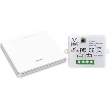 vypínač Bezdrátový vypínač bílý jednoduchý RF 433 MHz 10 A