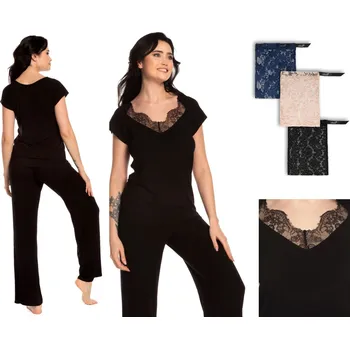 Dámské noční prádlo Effetto dámské pyžamo z bambusového vlákna černé, velikost S