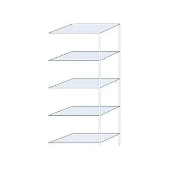 Kovový regál Ogmios, přístavbový, 200 x 75 x 40 cm, 1 300 kg, 5 polic, 150 kg/police, pozink