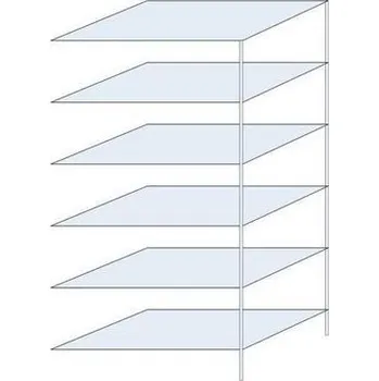 Dílenský regál Kovový regál Ogmios, přístavbový, 250 x 130 x 80 cm, 1 700 kg, 6 polic, 250 kg/police, pozink