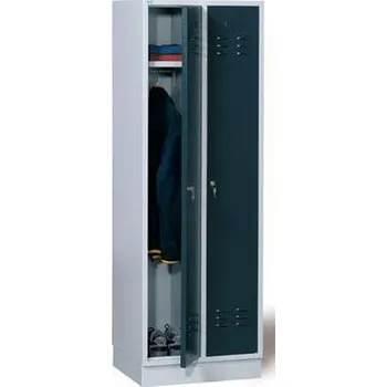 Svařovaná šatní skříň Daniel, 2 oddíly, cylindrický zámek, šedá/antracit