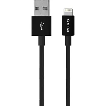 Puro Plain Lightning/USB-A 12 W, 1 m (CAPLTBLK) černý