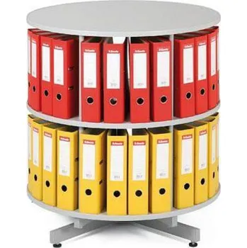 Šatní skříň Otočná skříň na pořadače, průměr 81 cm, šedá, 2 patra