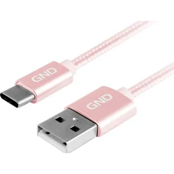 GND USB / USB-C, 1m, opletený (USBAC100MM09) růžový