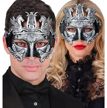 Karnevalová maska STAROVĚKÁ ŘÍMSKÁ MASKA ŘECKÁ STŘÍBRNÁ DOPLNĚK KARNEVAL PÁRTY