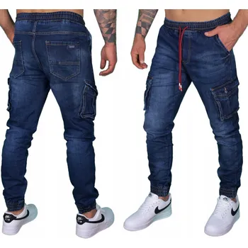 Pánské džíny KAPSÁČE PÁNSKÉ JOGGER KALHOTY DŽÍNY ELASTICKÉ