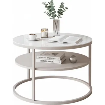 Konferenční stolek STOLIK KAWOWY OKRĄGŁY LOFT SKLENĚNÝ S POLIČKOU KAŠMÍR DO OBÝVACÍHO POKOJE LOŽNICE 60CM