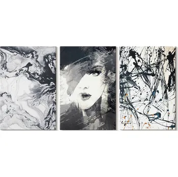 Obraz Sada obrazů na zeď Galerie Abstraktní černo-bílé vzory 3x 20x30 cm