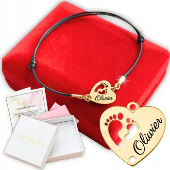 Náramek Zlatý náramek 925 GRAVÍROVÁNÍ Srdce Stopy Miminka Máma