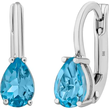 Náušnice Zlaté náušnice Elira z bílého zlata s přírodním Swiss Blue topazem FNN33339EGWSBT