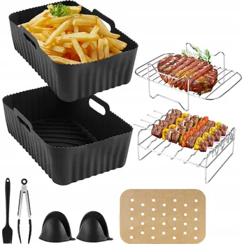 Příslušenství pro fritézu PŘÍSLUŠENSTVÍ PRO HORKOVZDUŠNÉ FRITÉZY Ninja DUAL BASKET – rošt, kleště, formy