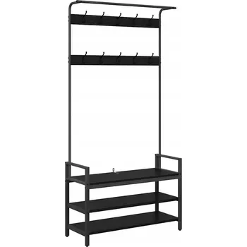 Věšák VĚŠÁK NA KABÁTY S POLICÍ ČERNÝ DUB 95X34X184CM