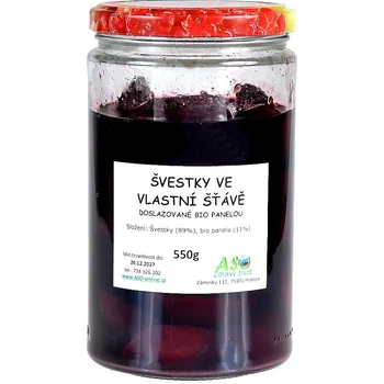 Potravina ASO - Zdravý život Švestky ve vlastní šťávě 550g