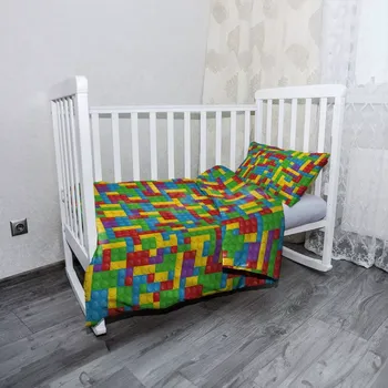 Povlečení Sablio Mikroplyšové dětské povlečení do postýlky Barevná stavebnice - 120x90 / 40x60