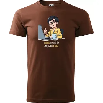 Pánské tričko Sablio Tričko s potiskem Ano, jsem ajťačka - hnědé S