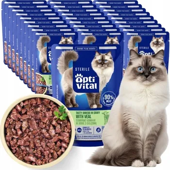 Krmivo pro kočku MOKRÉ KRMIVO PRO KOČKY OPTIVITAL telecí maso v omáčce 28x85g