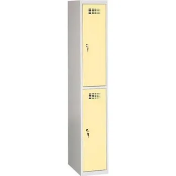 Nábytek Svařovaná šatní skříň Rafael odlehčená, 2 oddíly, cylindrický zámek, šedá/béžová