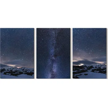 Obraz Sada nástěnných dekorací Galerie Noční obloha Hory Hvězdy 3x 20x30 cm