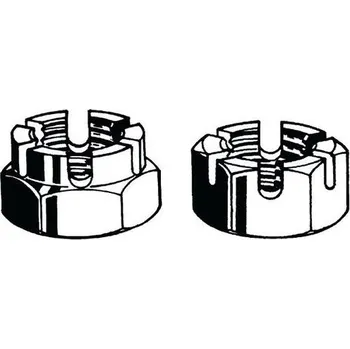 Matice Šestihranná nízká korunková matice s drážkou a jemným závitem DIN 979 Ocel Pravý Bez PU 04 M30X1,50