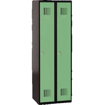 Nábytek Svařovaná šatní skříň Patrick, 2 oddíly, cylindrický zámek, černá/zelená