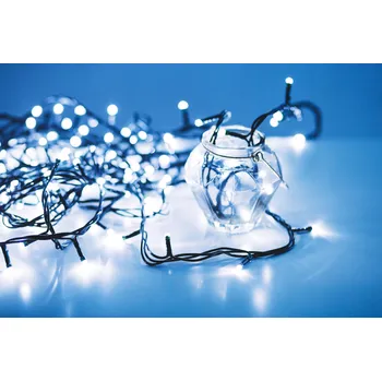 Vánoční dekorace VÁNOČNÍ OSVĚTLENÍ NA STROMEČEK 200 LED SVĚTÝLEK VNITŘNÍ/VENKOVNÍ STUDENÁ BÍLÁ