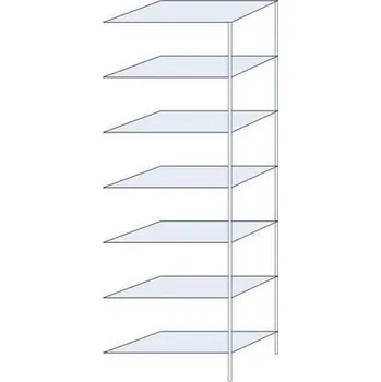 Dílenský regál Kovový regál Taranis, přístavbový, 300 x 100 x 50 cm, 600 kg, 7 polic, stříbrný