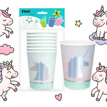 Party nádobí KELÍMKY PAPÍROVÉ JEDNOROŽEC NAROZENINY 270ML 6 KS