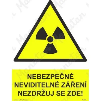 Kancelář Nebezpečné neviditelné záření nezdržuj se zde, samolepka 297 x 420 x 0,1 mm A3