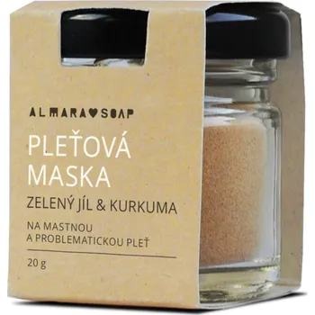 Pleťová kosmetika ALMARA SOAP Pleťová maska ZELENÝ JÍL & KURKUMA (CLEAN FACE) 20 g