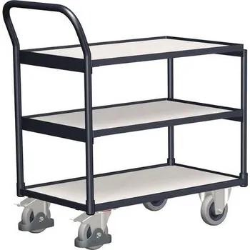 Antistatický policový vozík s madlem, do 250 kg, 3 police, 101 x 97,5 x 52,5 cm