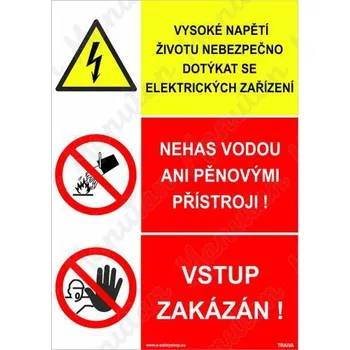 Kancelář Vysoké napětí životu nebezpečno dotýkat se elektrických zařízení, samolepka 105 x 148 x 0,1 mm A6