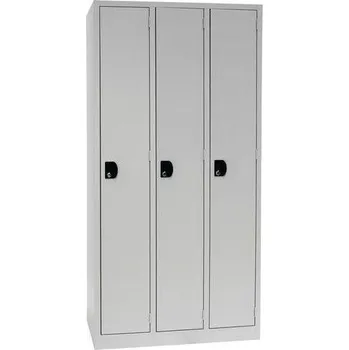 Nábytek Svařovaná šatní skříň Manutan Expert Alec, 3 oddíly, cylindrický zámek, šedá/šedá