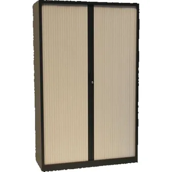 Kovová spisová skříň s roletou Manutan Expert, 4 police, 195 x 120 x 45 cm, antracit/šedá