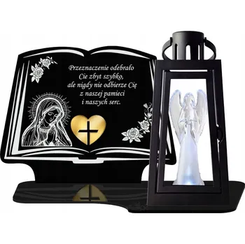 Svíčka Velký Hřbitovní Svíčka s lucernou + LED Anděl na Památku zesnulých na hrob