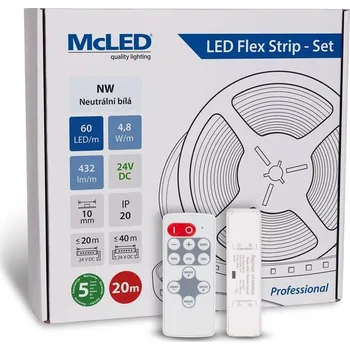 LED páska McLED s ovládáním Nano - sada 20 m - Professional, 60 LED/m, NW, 432 lm/m, vodič 3 m (ML-126.872.60.S20002)