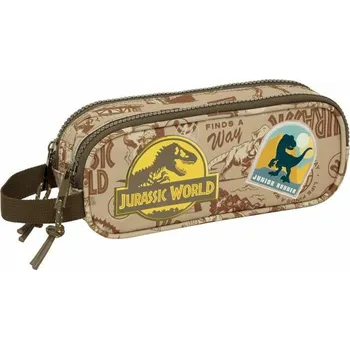 Penál Dvojitý penál s poutkem Jurassic World Béžová (21 x 8 x 6 cm)