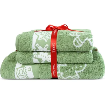 Ručník DARRÉ Výhodná sada ručníků a osušky Vánoční perníčky - zelená