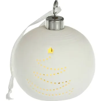Vánoční dekorace RETLUX RXL 511 Porcelánová ozdoba se stromkem 1 LED (52000599) 7 × 7 × 8,2 cm bílá